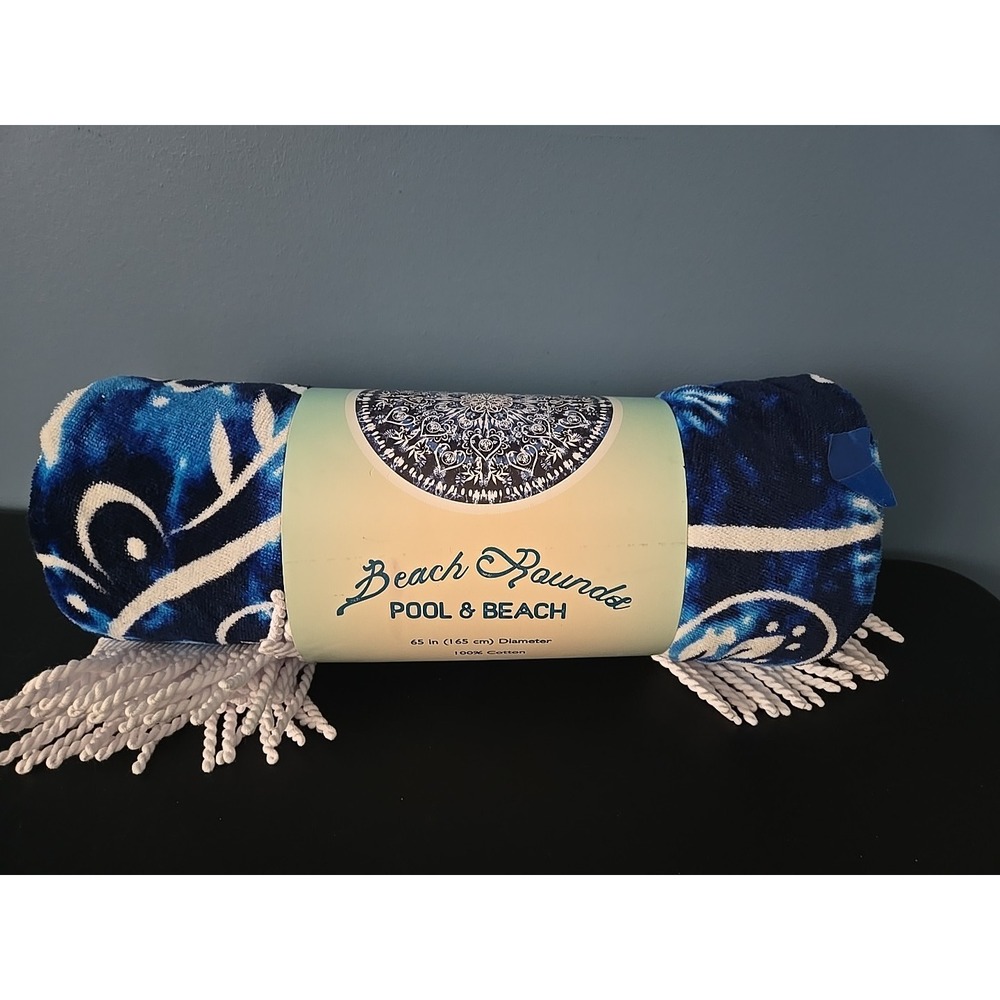 OEKO-TEX Pool & Beach Rounds Blue White Color 65" Diameter 100% Cotton NEW